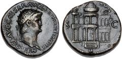 Coins, Medals & Banknotes Ancient coins Roman Empire Nero, 54-68 AD, Dupondius, Rome, c. 64 AD, RIC 184, WCN 203, Hill Monuments 59, 13.87 g. This interesting architectural type shows the impressive T