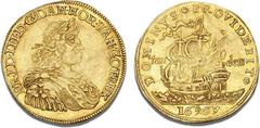 Denmark Frederik III, 1648–1670 Frederik III, 2 dukat 1667, H 31, S 3, Aagaard 56 (66–1/66–1v), cf. F 112 - very rare. EF Nice example of this beautiful baroque double Ducat showing a full-rigged ship