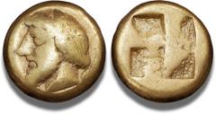 Ancient coins Ancient coins Greece Asia Minor Ionia, Phokaia, 478-387 BC, El-Hekte (1/6 Stater), Bodenstedt 66, SNG Cop. 1025, 2.46 g - nicely centered and very rare The obverse depicts the mythologic