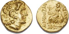 Ancient coins Ancient coins Greece The Hellenistic Monarchies Pontic Kingdom Mithradates VI Eupator, c. 120–63 BC, Au-Stater in the name of Lysimachos of Thrace, c. 88–86 BC, Kallatis, AMNG I 260, Cal