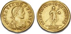 Ancient coins Ancient coins Roman Empire Gratian, 367-383, Antioch, 367-375, Solidus, DN GRATIANVS PF AVG / PRINCIPIVM IVVENTVTIS / ANTΓ, Gratian with spear and globe, RIC 19var (mintmark Γ), 4.37 g, 