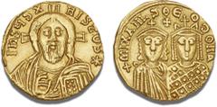Ancient coins Ancient coins Byzans Michael III the Drunkard with Theodora, 842-867, Constantinople, 843-856, Solidus, bust of bearded Christ / busts of Michael and Theodora, DOC 2, S 1687, 4.32 g., ed