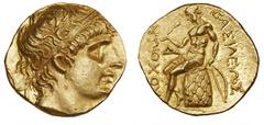 Ancient coins Greece The Hellenistic Monarchies Seleucid Kingdom Ancient Greece, Seleukid Empire, Antiochos I Soter, 281-261 BC, Stater, Aï Khanoum, 266-261 BC, Apollo, seated left on omphalos, testin