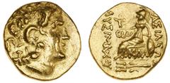 Ancient coins Greece The Hellenistic Monarchies Pontic Kingdom Ancient Greece, Pontos, Mithradates VI Eupator, c. 120–63 BC, Au-Stater in the name of Lysimachos of Thrace, c. 88–86 BC, Kallatis, AMNG 