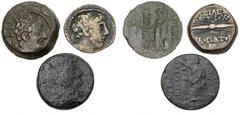 Ancient coins Greece The Hellenistic Monarchies Seleucid Kingdom Ancient Greece, Seleukid Empire, 3 coins, incl. Alexander II Zebina, 128-123 BC, AE 21, 7.75 g, Sear 7126, Antiochos IX Philopator, 114