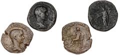 Ancient coins Roman Empire Roman Empire, Hostilian, 251, Sestertius, PRINCIPI IVVENTVTIS, RIC 215a, Scarce, Trebonianus Gallus, 251-253, Sestertius, PAX AVGG, RIC 115a, Scarce. (2)