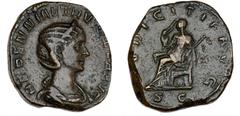 Ancient coins Roman Empire Roman Empire, Herennia Etruscilla, 249-251, Sestertius, Rome, PVDICITIA AVG S C, 15.78 g, RIC 136b VF-F Ex. Professor Niels Hannestad