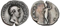 Ancient coins Roman Empire Roman Empire, Otho, 69, Denarius, Rome, PONT MAX, 3.37 g, RIC 19 VF-F Ex. Professor Niels Hannestad