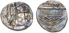 Ancient coins Ancient coins Greece The East Judaea Ancient Greece, Judaea, Samaria, Obol, c. 375–333 BC, Persian king fighting lion / Galley, cf. Meshorer- Qedar 22, 199–201, 0.79 g VF