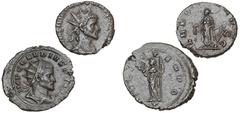 Ancient coins Roman Empire Roman Empire, Claudius II, 268-270, Antoninianus, Mediolanum, FELIC TEMPO, 4.02 g, RIC 145, Quintillus, 270, Antoninianus, Rome, LAETITIA AVG, XII, 3.46 g, RIC 22. (2) Ex. P