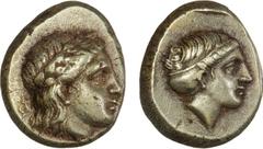 Coins - Ancient coins - Greece - The Cyclades Lesbos, Mytilene, 377 - 326 BC, Elektron Hekte, Bodenstedt 100, 2.53 g - excellent portraits of two of the most widely venerated of the ancient Greek deit