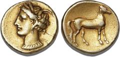 Ancient Coins Coins - Ancient coins - Greece - Egypt and Northern Africa North Africa, Carthage, Electrum Stater, c. 310 - 270 BC, Jenkins & Lewis Group IVb, 7.18 g, thin edge split VF