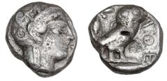 Ancient coins Ancient coins Greece Illyria and Central Greece Ancient Greece, Attica, Athen, Tetradrachm, c. 454 - 404 BC, SNG Cop. 31ff., 16.65 g, test mark. F