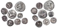 Ancient coins Greece - Collections Ancient Greece, collection of silver coins, incl. Sikyon, Hemidrachm, 330–280 BC, HGC 5.213; Tarsos, Obol, c. 300 BC, SNG Levante 223; Selge, Obol, c. 300 BC, SNG vo