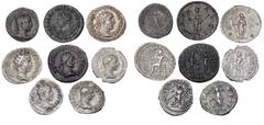 Ancient coins Rome - Collections Roman Empire, denarii from Geta, RIC 62, Elagabalus, RIC 42 og Severus Alexander, RIC 19, 235, Antoninianii from Trajan Decius, RIC 12, Herennius Etruscus, RIC 146, Di