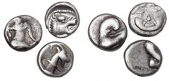 Ancient coins Greece Asia Minor Ancient Greece, Halikarnassos, Obol, 0.68 g, SNG Cop 336, Obol, 0.72 g, SNG Kayhan 755, Caria, Obol, 0.48 g. (3)