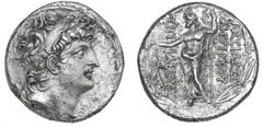 Ancient coins Greece The Hellenistic Monarchies Seleucid Kingdom Ancient Greece, Seleucid Empire, Antiochus VIII, 121 – 96 BC, Antiochia, Tetradrachm, 15.31 g, SNG Cop. 383ff., corroded, cleaned EF