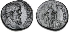 Ancient coins Roman Empire Pertinax, 193 AD, Sestertius, Rome, C 21, RIC 17, 25.75 g, attractive, lightly smoothed dark green patina - a scarce type with an excellent portrait VF-F