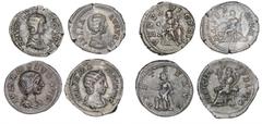 Ancient coins Rome - Collections Roman Empire, 4 Denarii, Julia Domna, 193-217, MATER DEVM, RIC 564, Plautilla, 202-205, VENVS VICTRIX, RIC 369, Julia Maesa, 218-224/5, PIETAS AVG, RIC 263, Julia Mama