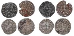 World coins France France, Gien, Geoffrey II/III of Donzy, 1120-1160, Denier, Dupl. 605, Lyon, Denier, Poey d'Avant 5031, edge damage, Rodez, Hugo II, 1208-10, Denier, Dupl. 1171, Louis IX, 1226-1270,