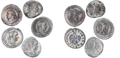 Ancient coins Rome - Collections Roman Empire, coll. Eastern Tetradrachms, incl. Philip I and Trajan Decius. (5)