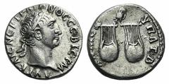 Roman Provincial Trajan (98-117). Lycia. AR Drachm (16mm, 2.99g, 6h). AD 98-9. Laureate head r. R/ Two lyres; above, owl. RPC III 2676; SNG Copenhagen 45; SNG von Aulock 4268. Good VF