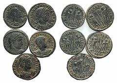 Multiple Lots Lot of 5 Roman Imperial Æ coins, including Constantine, Gratianus and Constantius, to be catalog. Lot sold as it, no returns