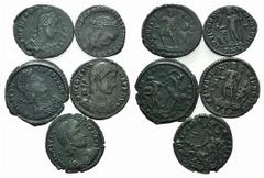 Multiple Lots Lot of 5 Roman Imperial Æ coins, including Licinius I, Constantius II, Constans and Theodosius I. Lot sold as is it, no returns