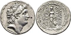 MONEDAS ANTIGUAS GRECIA E IBÉRICAS / greek and iberian ancient SIRIA Seleucida. 138-129 aC. Tetradracma. Antíoco Evergetes. Su cabeza diademada a derecha. Atenea entre leyendas, sosteniendo a Nike. Cy