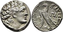 COLECCIÓN DE MONEDA GRIEGA DE PLATA / greek silver collection EGIPTO. Ptolomeo X. Tetradracma. 117-88 a.C. Busto diademado de Ptolomeo I a derecha ¿con aegis anudada?. Águila a izquierda sobre fulmen,
