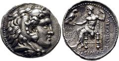 COLECCIÓN DE MONEDA GRIEGA DE PLATA / greek silver collection MACEDONIA. Alejandro III el Grande. Tetradracma. 300-280 a.C. Cabeza de Herakles cubierta con leonté a derecha. Zeus entronizado a izquier