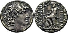 COLECCIÓN DE MONEDA GRIEGA DE PLATA / greek silver collection SELÉUCIDA IMPERIO. Filipo filadelfos. Tetradracma. 92-83 a.C. (220-29 era Seléucida). Cabeza diademada a derecha circundada de banda de do