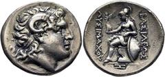 COLECCIÓN DE MONEDA GRIEGA DE PLATA / greek silver collection TRACIA. Lisímaco. Tetradracma. 300-281 a.C. Cabeza de Alejandro el Grande diademada a derecha con los cuernos de Ammon. Atenea Nicéfora se