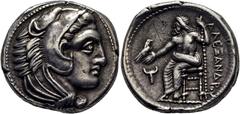 MONEDAS ANTIGUAS / ancient coins MACEDONIA. Alejandro Magno. Tetradracma. 334-300 a.C. Cabeza Heracles con leonté. Zeus entronizado con águila y cetro, bucráneo en el campo, detrás ΑΛΕΞΑΝΔΡΟΥ. Cy1339 