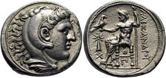 MONEDAS ANTIGUAS / ancient coins MACEDONIA. Alejandro Magno. Tetradracma. 280-200 a.C. Cabeza de Herakles con leonté. Zeus sentado con águila y cetro largo en sus manos, detrás ΑΛΕΞΑΝΔΡΟΥ, delante pie