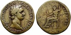 Primera sesión, 29 de noviembre MUNDO ROMANO Monedas de bronce - Imperio Romano Domiciano No.: 554 Starting Price - Precio de salida: EUR 50 92-94. Sestercio. (IOVI) VICTORI. Júpiter sedente. CyS31. C