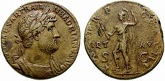 Primera sesión, 29 de noviembre MUNDO ROMANO Monedas de bronce - Imperio Romano Adriano No.: 611 Starting Price - Precio de salida: EUR 80 121-122. Sestercio. P.M. TR. P. COS.III. y VIRT. AVG. S.C. Fl