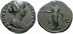 Primera sesión, 29 de noviembre MUNDO ROMANO Monedas de bronce - Imperio Romano Faustina II No.: 675 Starting Price - Precio de salida: EUR 80 H. 161. Sestercio. S.C. Diana estante a der. sosteniendo 