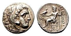 9 de Mayo, 7´30 PM - Monedas antiguas Mundo Griego Cilicia en Nagido No.: 4086 Starting Price - Precio de salida: EUR 90.- 323-300 a.C. Alejandro III. Dracma. Cab. de Alejandro Magno con leonté y Zeus