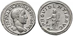 MONEDAS ROMANAS. IMPERIO IMPERIO ROMANO. Alejandro Severo. Denario. Busto laureado a la derecha IMP. ALEXANDER PIVS AVG. Annona estante a la izquierda portando espigas y áncora; modio a sus pies. PROV
