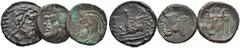 MONEDAS ANTIGUAS · Ancient Coins TRACIA. Panticapea. Bronce. 300-200 a.C. Cabeza de Pan y cabeza de toro. Se1699 (2 piezas). Cy1610 (250€). Y cabeza de Pan y grifo. Se1700. 4'62, 3'38 y 5'18 g. Restos