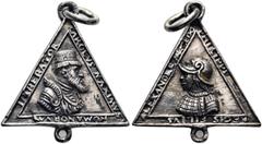 MEDALLAS Y MONEDAS AUSTRIAS · spanish medals and coins up to 1700 CARLOS V. Venera triangular en plata con anillas. "Carlos el Máximo Emperador de Romanos" Alejandro de Macedonia hijo del rey Filipo. 