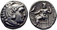 GRIEGAS / greek coins MACEDONIA. Alejandro III el Grande. Dracma eubeo-ático. Acroathon-(Uranopolis). 336-323 a.C. Cabeza de Heracles a derecha con leonté anudado con las garras. Zeus entronizado a iz