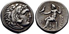 GRIEGAS / greek coins MACEDONIA. Alejandro III el Grande. Dracma eubeo-ático. 334-300 a.C. Cabeza de Heracles con leonté anudada con sus garras. Zeus sedente con águila y cetro, delante de la rodilla 
