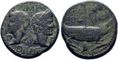 ANTIGUAS / ancient coins ROMA IMPERIO. AUGUSTO Y AGRIPA. Colonia Nemausus. Dupondio. Posterior al 10 a.C. Cabezas contrapuestas de los césares. Cocodrilo atado a palmera. P-P flanqueando las cabezas. 