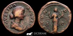 Roman Empire Roman Empire - Faustina II (AD 147-175.) Struck under Marcus Aurelius. Rome mint. - Sestertius Æ (22.30 g., 32 mm.) FAVSTINA AVGVSTA, draped bust of Faustina to right / FECVNDITAS, S C ac