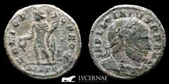 Roman Empire Licinius I 308-324 A.D. Bronze Follis 4.05 g 21 mm Ostia 312-313 gVF Licinius I, AE follis of Ostia. AD 312-313. IMP LICINIVS PF AVG, laureate, cuirassed bust right / GENIO P-OP ROM, Geni