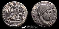 Roman Empire Constantine I Bronze Follis 2.87 g. 19 mm. Trier 323 A.D. gVF Roman Imperial - Constantine I (307-337 A.D.) Brronze follis. (2.87 g. 19 mm.). Trier mint, struck A.D. 323/324. CONSTAN-TINV