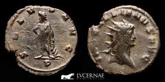 Roman Empire Roman Empire - Gallienus (253-268 A.D.) silvered billon antoninianus (3.12 g., 22 mm.). Minted in Mediolanum. IMP GALLIENVS AVG. Radiate bust right, with slight drapery. SALVS AVG / P. As