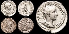 Roman Empire Roman Empire - Lot comprising two antoninianus: 1. - Gordian III (238-244 A.D.). Rome. IMP CAES M ANT GORDIANVS AVG Radiate, draped and cuirassed bust r. P M TR P II COS P P Gordian, veil